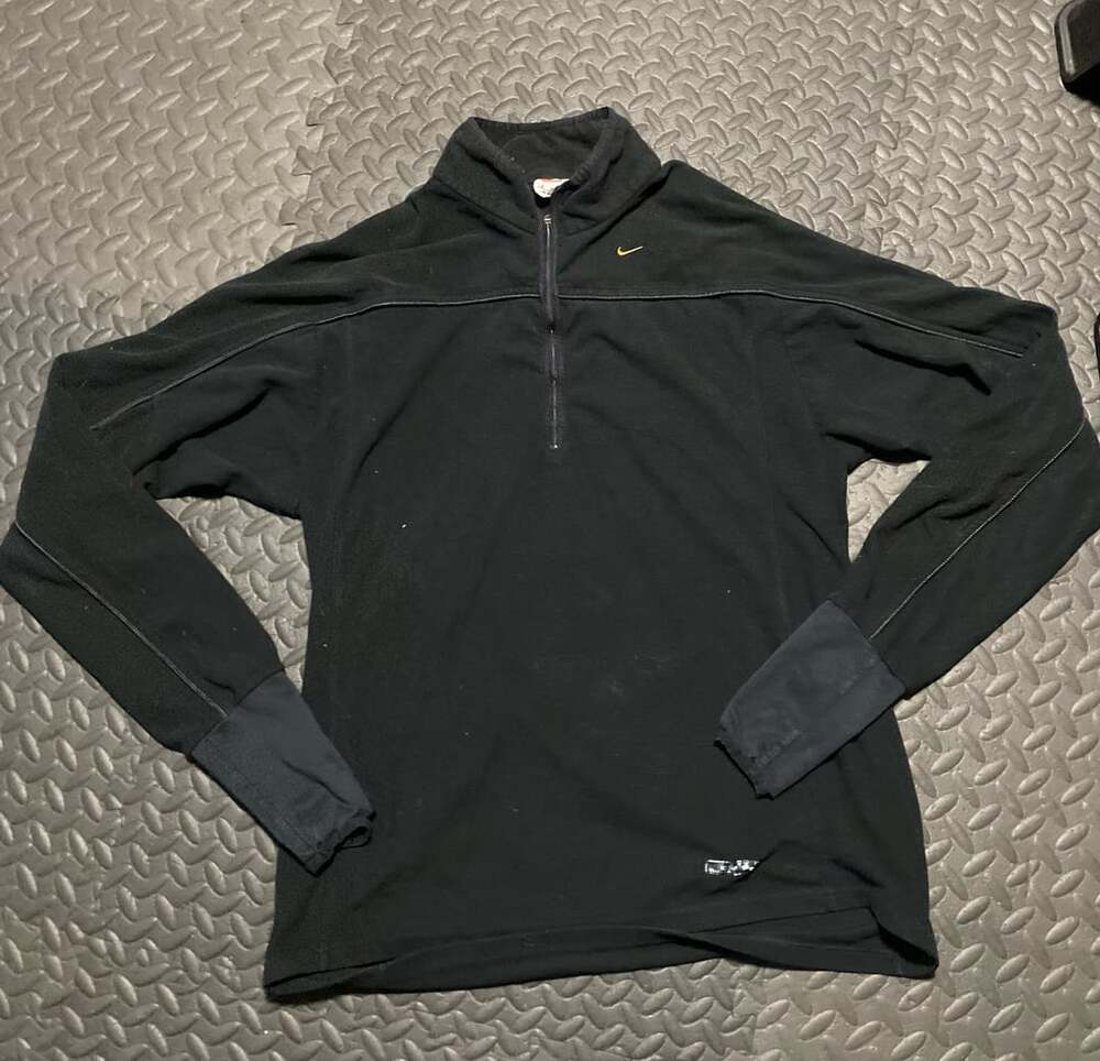 Nike Vintage Y2K Black Fleece 1/2 Zip Pullover Sweater with Thumbholes Size XL